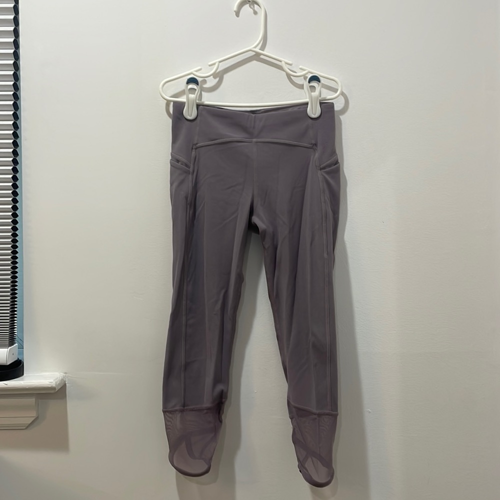 Purple mesh bottom Athleta Girl capri leggings